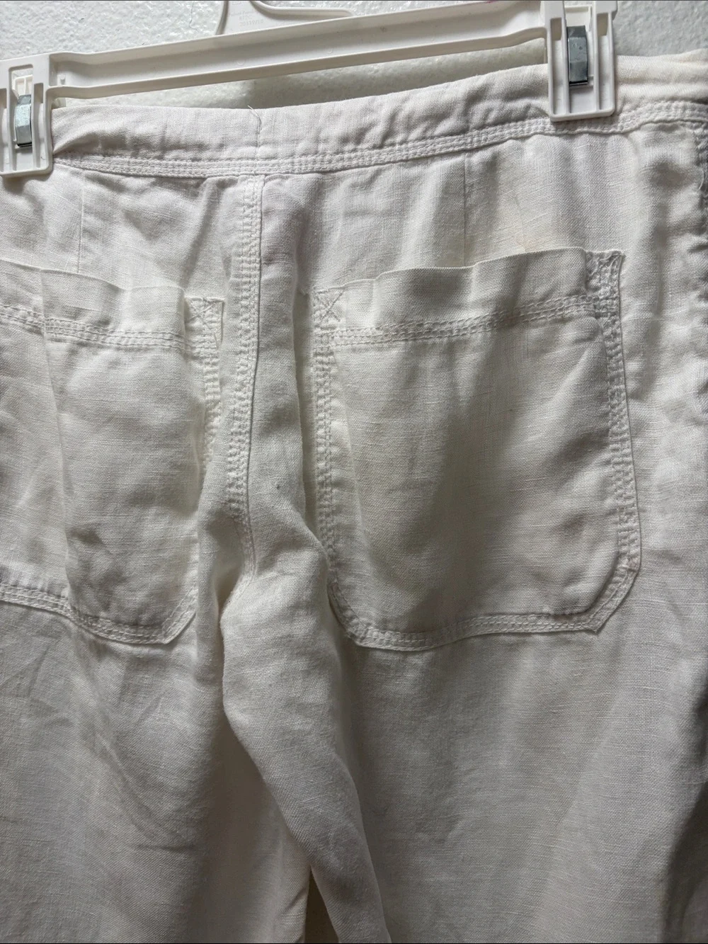 H&M Cream Drawstring Lounge Linen Wide Leg pants